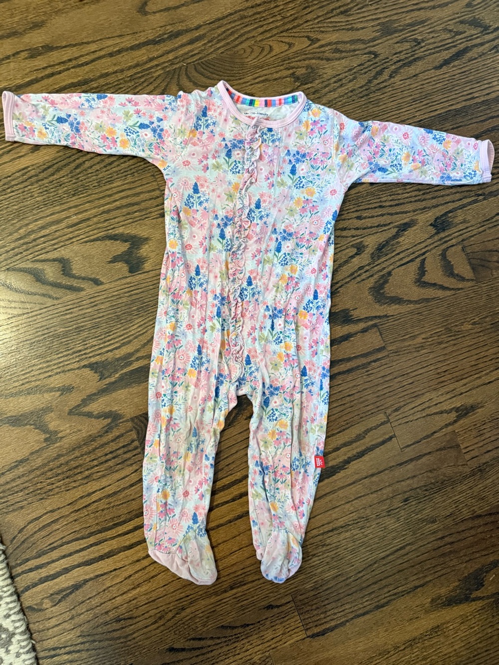 Magnetic Me Pink Floral Modal Magnetic Footie 6-9M